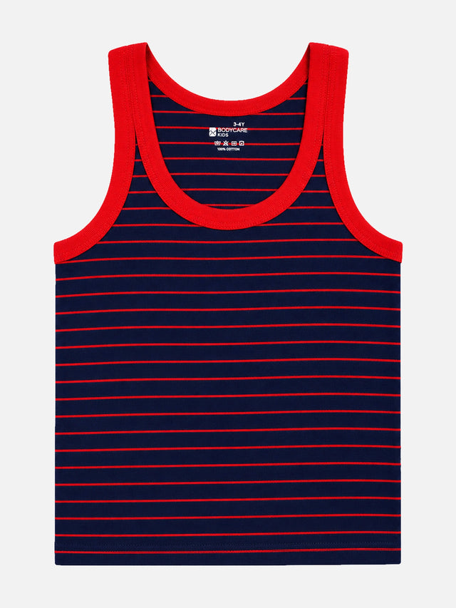 Boys Striped Round Neck Sleeveless Innerwear Vest for Everyday Comfort, Easy Layering and Wardrobe Essentials - Pack of 3