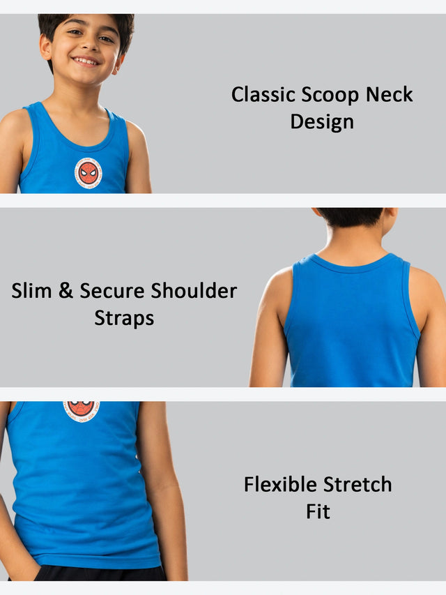 Boys 100% Cotton Round Neck Sleeveless Innerwear Vest for Everyday Comfort and Regular Use - Pack of 3
