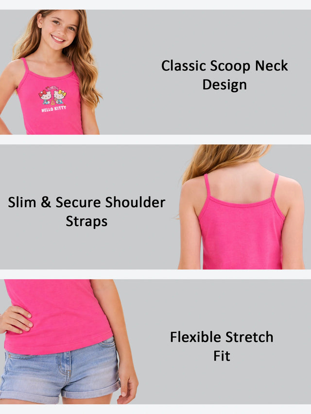 Girls 100% Cotton Round Neck Sleeveless Innerwear Vest for Everyday Comfort and Easy Layering - Pack of 3