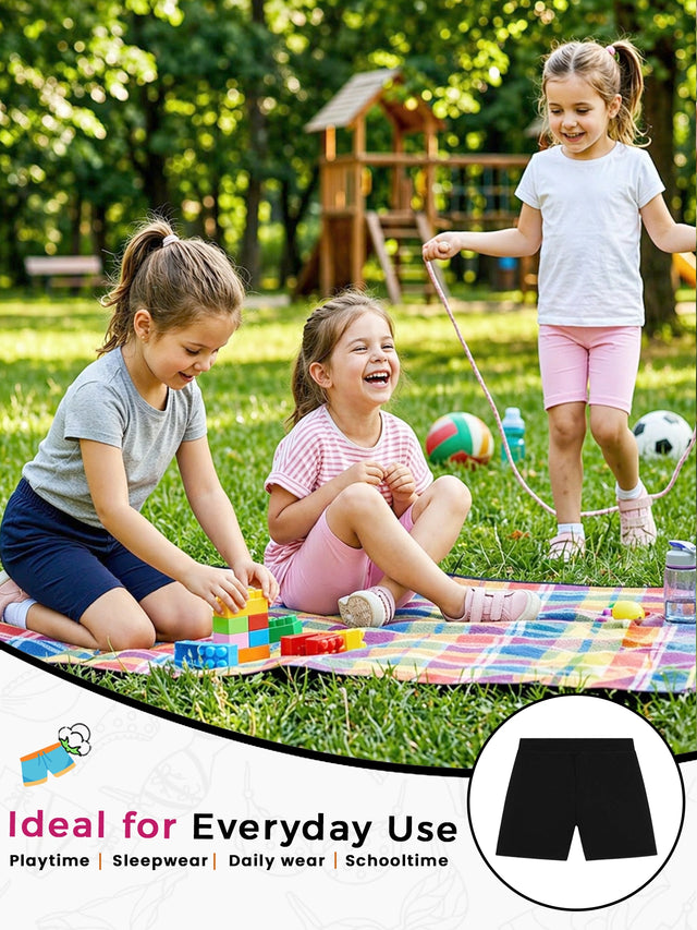 Girls 100% Cotton Shorts with Comfortable Fit for Everyday Essentials, Lounge Wear and Regular Use - Pack of 3