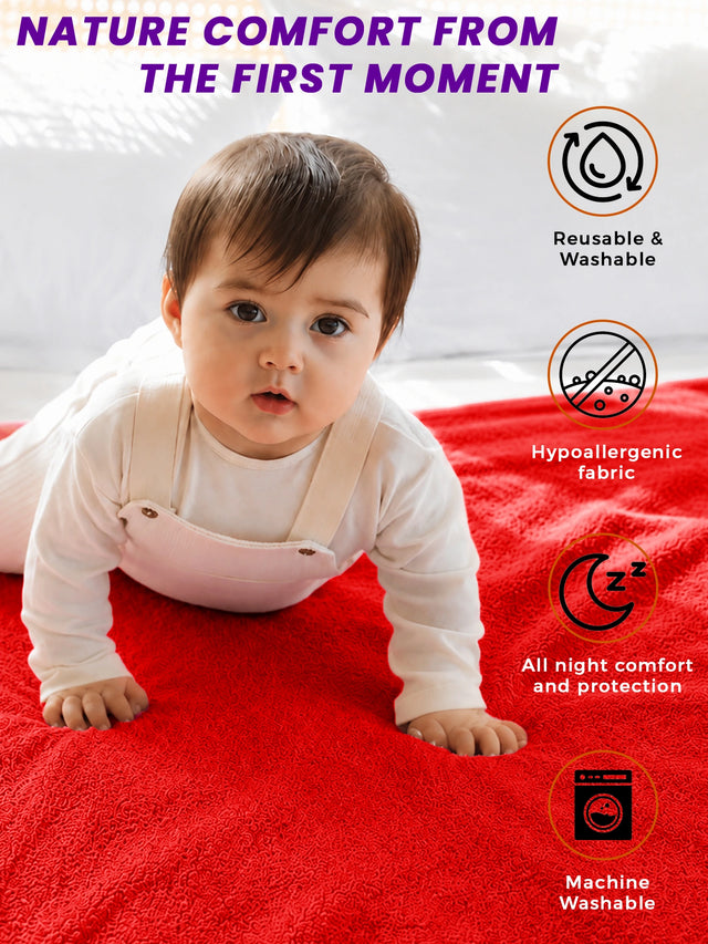 Unisex Baby Dry Sheet Waterproof Bed Protector for Washable Bedding Care, Absorbent Protection and Regular Use - Pack of 2