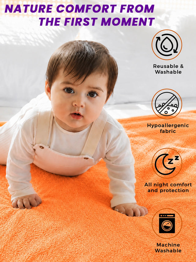 Unisex Baby Dry Sheet Waterproof Bed Protector for Washable Bedding Care, Absorbent Protection and Regular Use - Pack of 2
