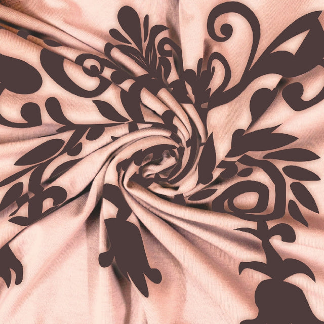 King Size Cotton Bedsheet Brown Ornamental Print - Bodycare