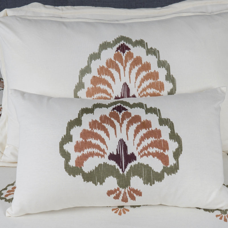 King Size Cotton Bedsheet Floral Handblock Ivory