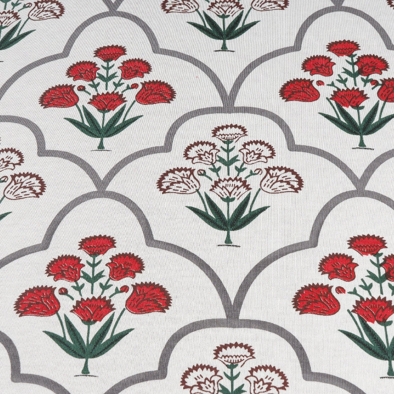 King Size Cotton Fitted Bedsheet Handblock Floral - Bodycare