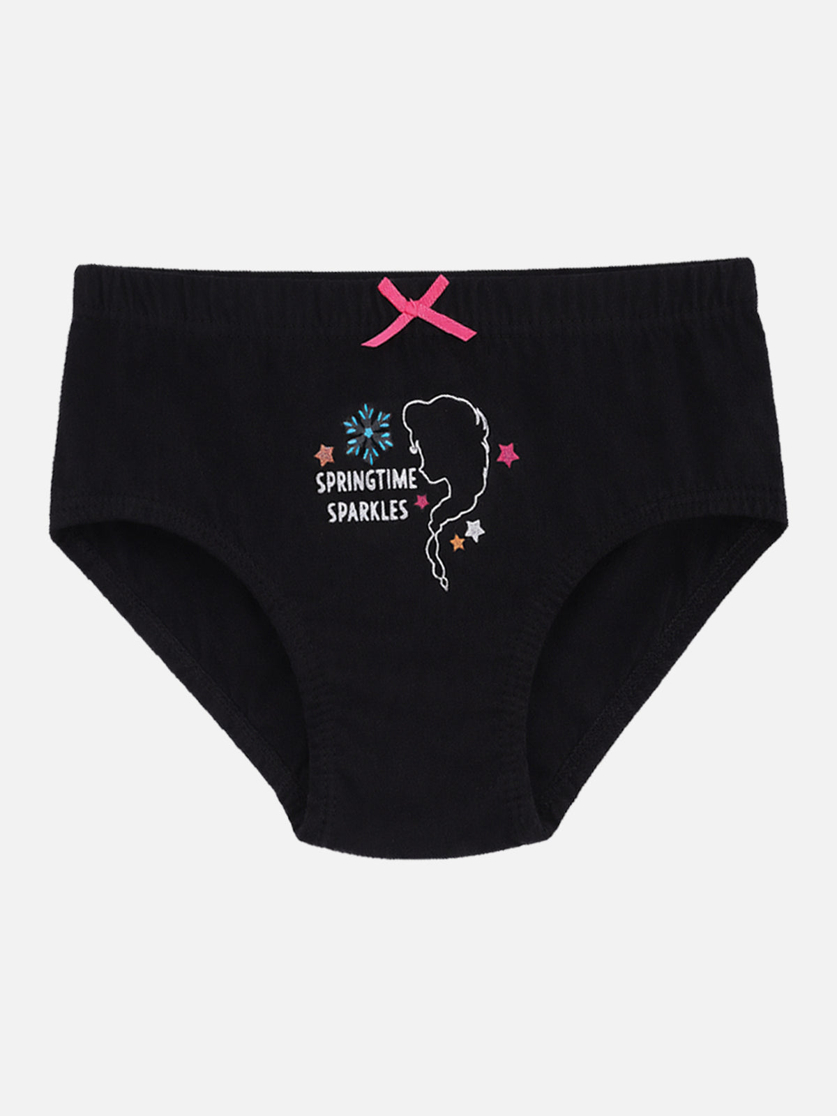 Girls Frozen Innerwear Panty Cotton Solid with Inner Elastic for Everyday Comfort and Kids Essentials - Pack of 5