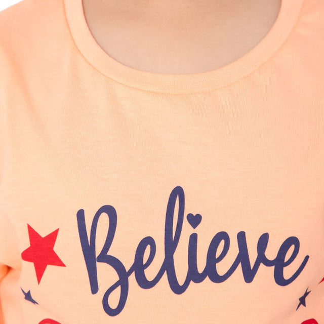 Girls 100% Cotton T-Shirt Round Neck Full Sleeves Pack of 1 - Bodycare