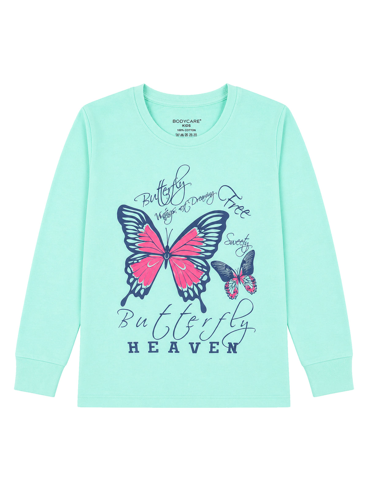 Girls 100% Cotton T-Shirt with Round Neck and Full Sleeves for Comfortable Casual Wear and Regular Use - Pack of 1