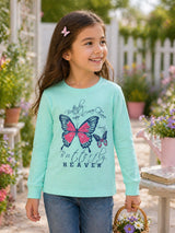 Girls 100% Cotton T-Shirt with Round Neck and Full Sleeves for Comfortable Casual Wear and Regular Use - Pack of 1