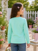 Girls 100% Cotton T-Shirt with Round Neck and Full Sleeves for Comfortable Casual Wear and Regular Use - Pack of 1