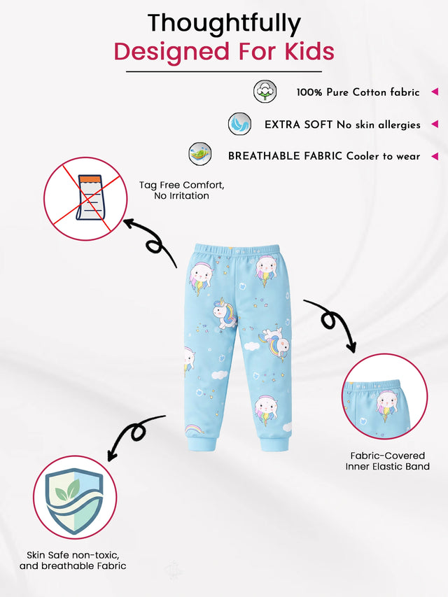 Baby Girls Cotton Pyjama Pants with Inner Elastic for Sleepwear, Lounge Comfort and Regular Use - Pack of 1
