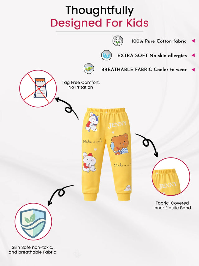 Baby Girls Cotton Pyjama Pants with Inner Elastic for Everyday Sleepwear and Lounge Comfort - Pack of 1