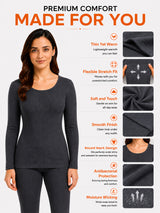 Women Full Sleeves Round Neck Thermal Top for Winter Wear, Everyday Warmth and Comfortable Base Layer Use