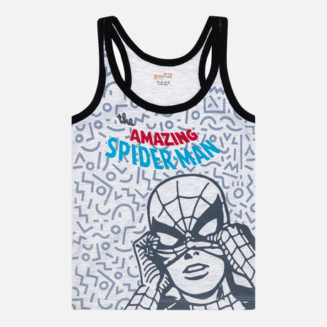 Boys Spiderman 100% Cotton Vest Round Neck Regular Fit Pack of 2
