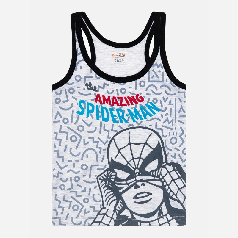 Boys Spiderman 100% Cotton Vest Round Neck Regular Fit Pack of 2