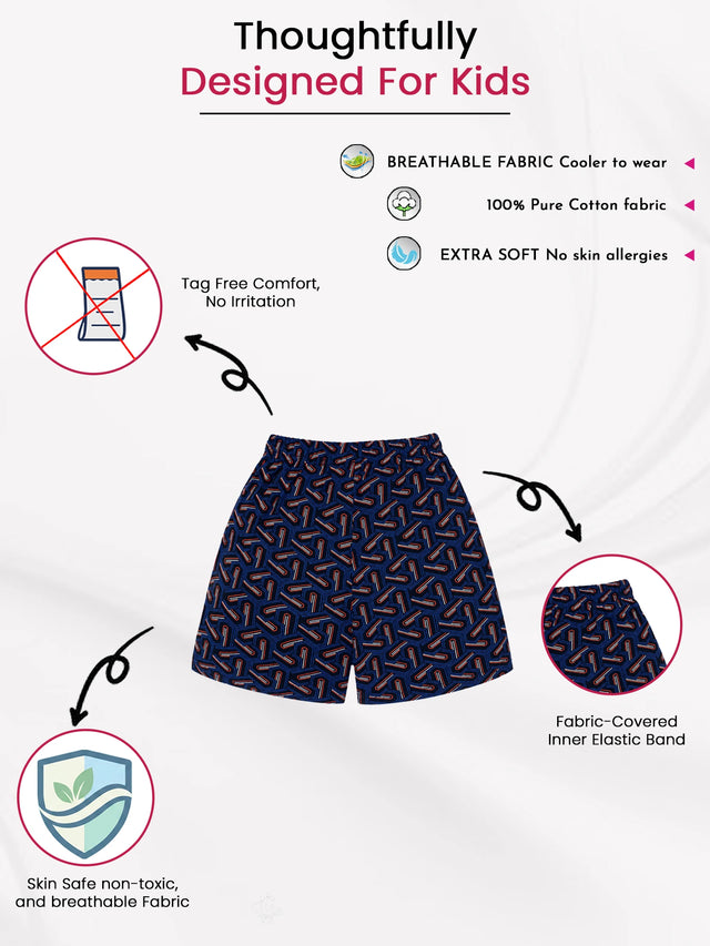 Boys Printed Shorts for Casual Wear, Lounge Comfort, Easy Movement and Regular Wardrobe Use - Pack of 6