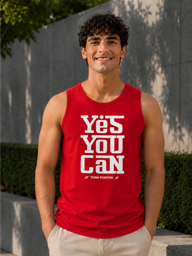 Men Cotton Printed Sleeveless T-Shirt with Round Neck, Tank Top Styling and Regular Fit for Casual Wear Comfort