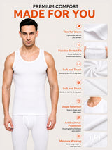 Men Antibacterial Sleeveless Thermal Top with Round Neck and Regular Fit for Winter Base Layering - Pack of 1