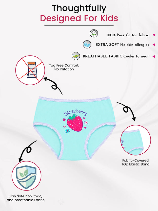 Baby Girls Cotton Printed Panty with Top Elastic Waistband for Comfortable Innerwear Essentials - Pack of 6