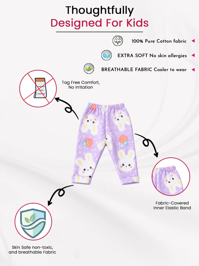 Baby Girls Pyjama with Inner Elastic for Comfortable Sleepwear, Lounge Wear and Everyday Nightwear Use