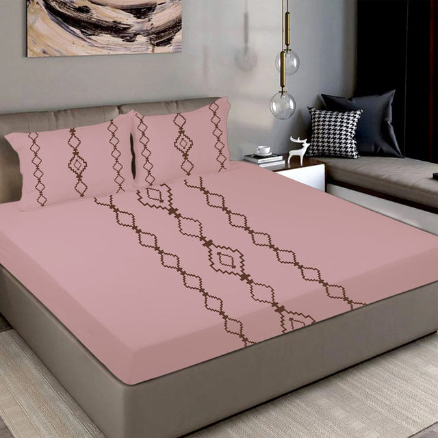 King Size Cotton Bedsheet Burgundy Geometric - Bodycare