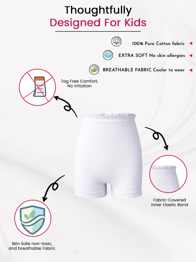 Unisex 100% Cotton Bloomer with Attached Elastic for Soft Everyday Innerwear Comfort and Use - Pack of 3