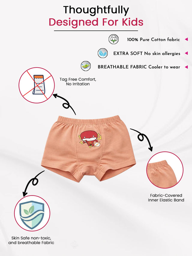 Baby 100% Cotton Trunk with Inner Elastic for Everyday Innerwear Comfort and Easy Movement - Pack of 3