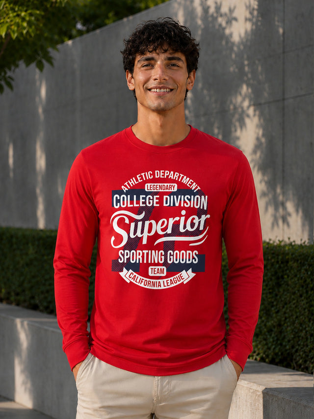 Men T-Shirt Round Neck Full Sleeves with Regular Styling for Everyday Casual Wear and Easy Layering Comfort