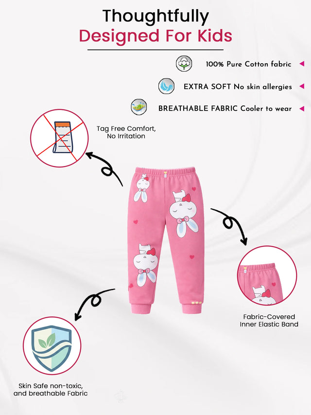 Baby Girls Unicorn Cotton Pyjama Inner Elastic for Casual Wear, Lounge Comfort and Easy Movement - Pack of 1