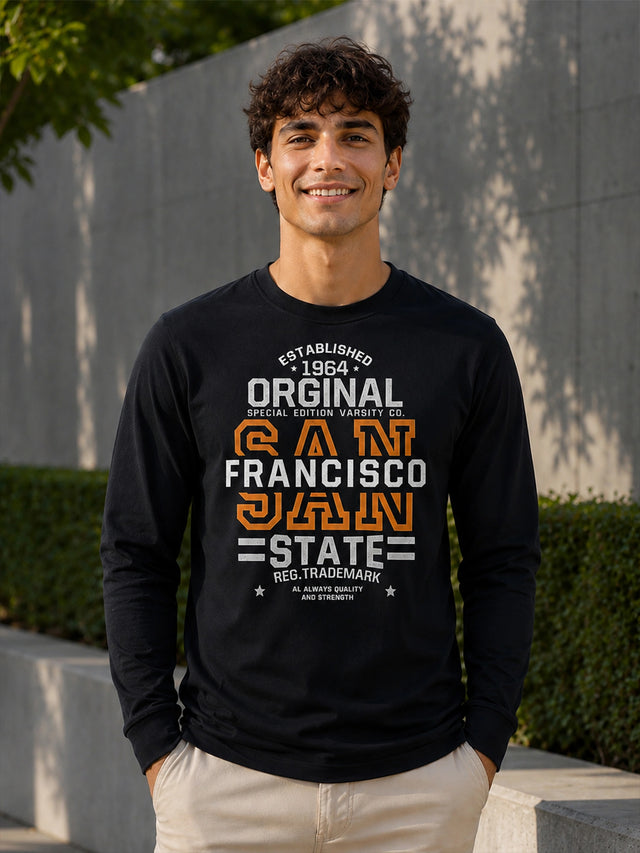 Men T-Shirt Round Neck Full Sleeves with Regular Styling for Everyday Casual Wear and Easy Layering Comfort