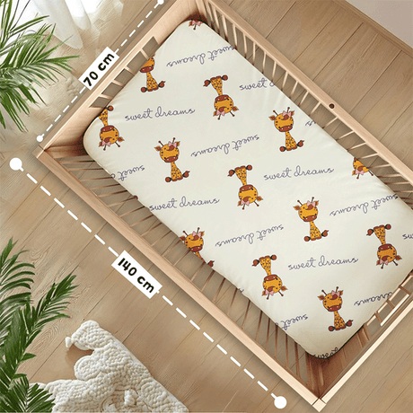 Safari Print Cotton Fitted Cot Sheet Set