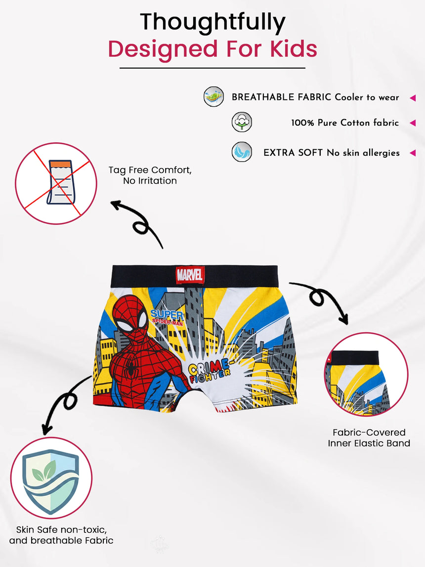 Boys Spider-Man Cotton Trunk Top Elastic Pack of 3