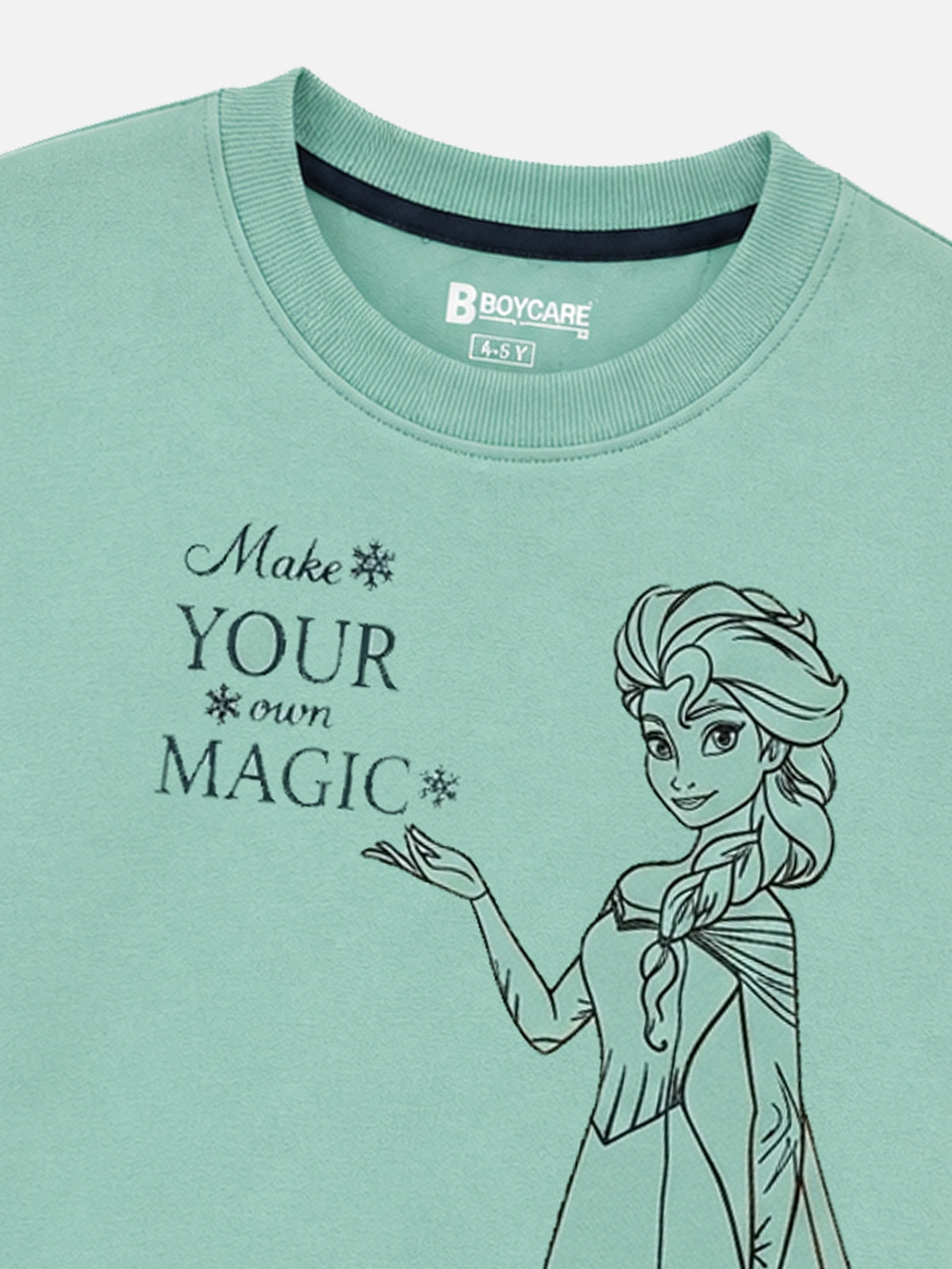 Girls Princess Printed Round Neck Sweatshirt with Full Sleeves for Casual Wear and Cool-Weather Comfort