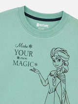 Girls Princess Printed Round Neck Sweatshirt with Full Sleeves for Casual Wear and Cool-Weather Comfort