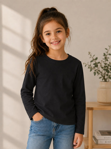Girls 100% Cotton T-Shirt Round Neck Full Sleeves
