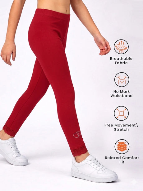 Girls Cotton Spandex Leggings Inner Elastic Stretch Pack of 6