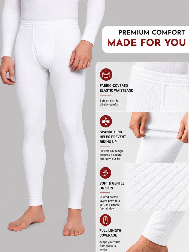 Men Antibacterial Thermal Bottom for Winter Base Layering, Cold-Weather Comfort and Everyday Warm Innerwear Essentials