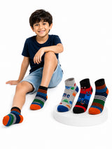 Boys Antibacterial Super Soft Socks for Everyday Comfort, Regular Wear and Casual Wardrobe Use - Pack of 3