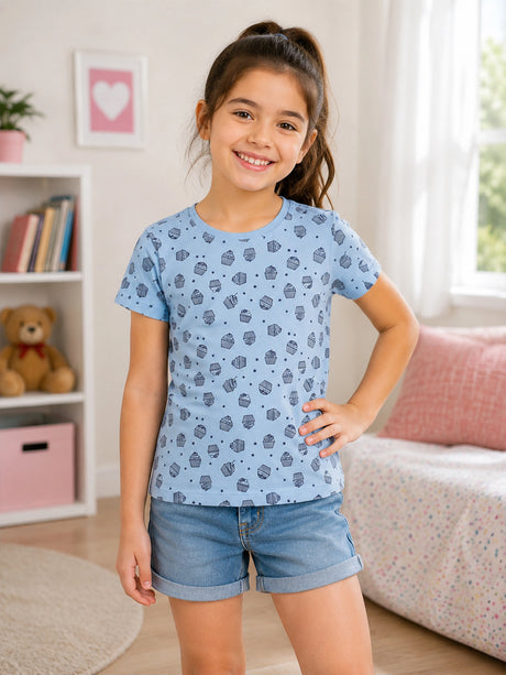 Girls T-Shirt Round Neck Half Sleeves