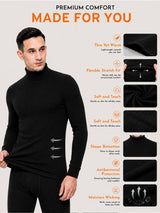 Men Full Sleeves Thermal Top with High Neck and Antibacterial Technology for Winter Base Layer Comfort