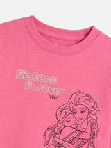 Girls Full Sleeves Princess Printed Sweatshirt with Round Neck for Everyday Casual Wear and Easy Comfort