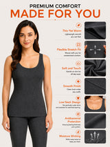Women Cotton Antibacterial Sleeveless Thermal Top with Round Neck Regular Fit for Winter Layering Comfort - Pack of 1