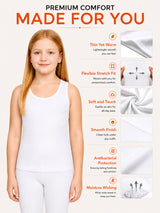Girls Antibacterial Sleeveless Thermal Top with Round Neck Design for Winter Base Layering and Cold-Weather Comfort