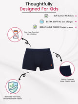 Boys Cotton Solid Innerwear Trunks with Inner Elastic, Soft Breathable Fabric and Stretchable Comfort Fit - Pack of 2