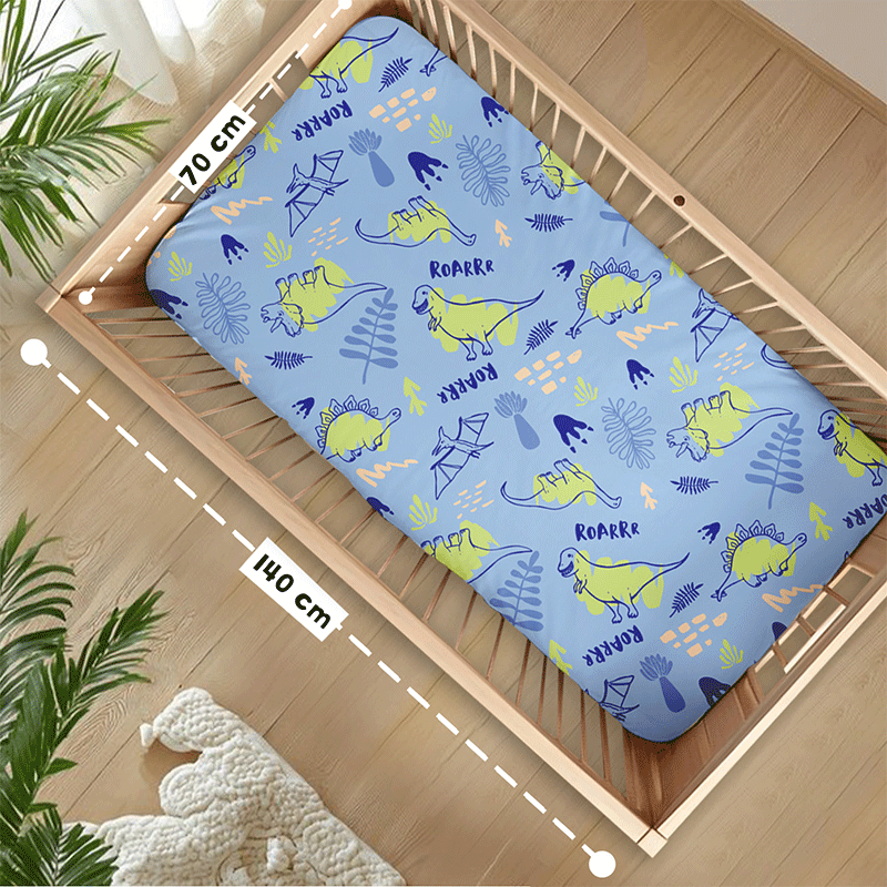 Jurassic Print Fitted Cot Sheet Pack of 2 - Bodycare