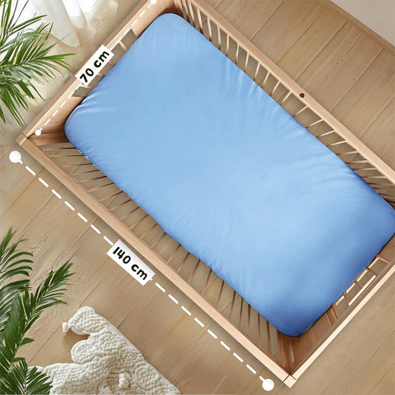 Bodycomfy 100% Cotton Hosiery Fitted Cot Sheet Pack of 2 - Solid Blue and Elephant Print