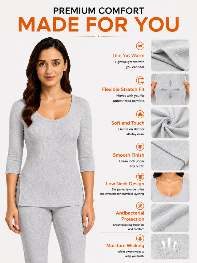 Women Thermal Top with Round Neck Full Sleeves, Warm Innerwear Comfort and Everyday Winter Essential - Pack of 1