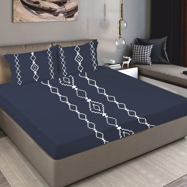 King Size Cotton Bedsheet Burgundy Geometric - Bodycare