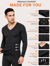 Men Thermal Top with V Neck Full Sleeves, Warm Innerwear Comfort and Clean Winter Essential Styling - Pack of 1
