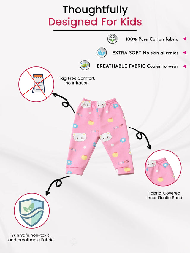 Baby Girls Pyjama with Inner Elastic for Sleepwear, Lounge Comfort and Regular Nightwear Use at Home